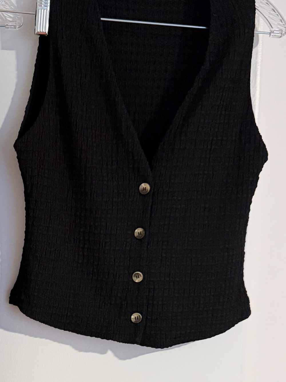 Zara Black Textured Matching Set Vest & Wide Leg Pants NWOT Women’s Medium - Picture 2 of 6